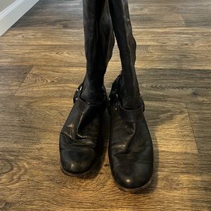 Frye Veronica Harness Tall boots. Back zip, black. Size 10.